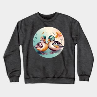 Love Duck, Mandarin Duck, Love Birds Design Crewneck Sweatshirt